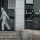 Medical staff transfer patients to Jin Yintan hospital on January 17, 2020 in Wuhan, China